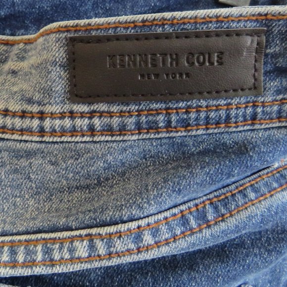 Kenneth Cole* Men's 1.5" Belt‎ Loop Denim Wash Dark Blue Jeans~ Size W34 x L30 - Picture 6 of 13